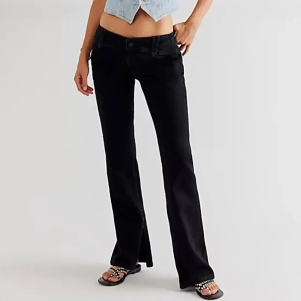 New Free People We The Free Black Stillwater Low Rise Flare Jeans Size 28